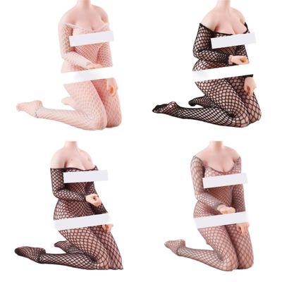 1/12 Scale Female Clothes,Female Fishnet Bodysuit Large Mesh Jumpsuit Clothing for 6inch Action Figure Body (Black)