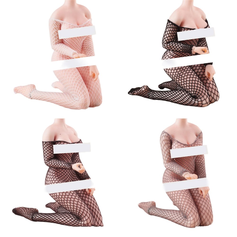 1/12 Scale Female Clothes,Female Fishnet Bodysuit Large Mesh Jumpsuit Clothing for 6inch Action Figure Body (Black)