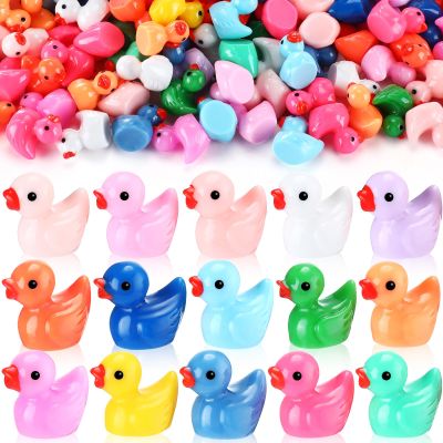 RoundFunny 600 Pcs Mini Resin Duck Tiny Duck Figurines Bulk for Garden Dollhouse Craft Ornament Handmade Charms Potted Plants Decoration, 15 Colors