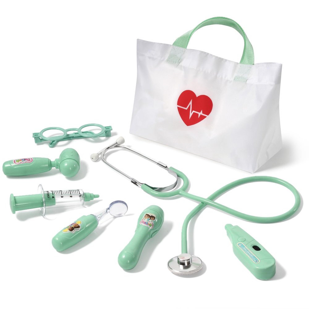 Phobby Kids Doctor Kit, 8 Pieces Toddlers Doctor Playset with Medical Storage Bag & Real Stethoscope, Pretend Play Doctor Toys Birthday Gift for Boys Girls Aged 3 4 5 6 (Green)