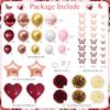 Birthday Decorations Party Pack for Women Girls Burgundy Birthday Party Supplies for Her Red Flower Backdrop Burgundy Rose Gold Balloon Arch Kit Banner Floral Tablecloth Butterfly Cupcake Toppers view 2