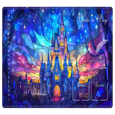 EDGFRTOIO Playmat Compatible with Lorcana TCG Zone Card Game Playing, Game Mats Tabletop Magic Play Mats 24"x14" Commander Deck Gaming Desk Duel Mat Card Gameplay Mats, Magic Princess Castle