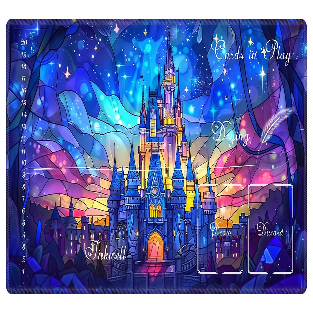 EDGFRTOIO Playmat Compatible with Lorcana TCG Zone Card Game Playing, Game Mats Tabletop Magic Play Mats 24"x14" Commander Deck Gaming Desk Duel Mat Card Gameplay Mats, Magic Princess Castle