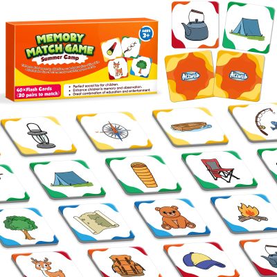 Aizweb Match Game,Memory Game, Summer Camp 40 Pcs Toddler Card Games for Kids Ages 3 4 5 6,Flash Cards for Preschool Kindergarten Learning Activities,Educational Toys Homechool Supplies