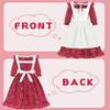 Aoiviss Pioneer Girls Dress Floral Colonial Prairie Costumes for Little Kids with Apron and Bonnet, Dark Red view 2
