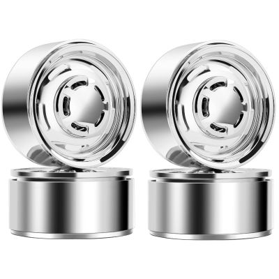 DashRC 1.9 Beadlock Wheel Rims, Retro Vintage Design Wheel Hub for TRX4 F105 SCX10 Gen8 LC70 1/10 RC Crawler, Aluminum Alloy Plating, Electroplate Silver, 4 PCS