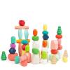 48 PCS Wooden Sorting Stacking Rocks Stones,Sensory Toddler Toys Learning Montessori STEM Toys, Building Blocks Game for Kids 3-6 Years Boy and Girl Birthday Gifts for Kids view 1