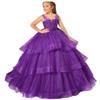 XEROGIA Scoop Tiered Christmas Princess Flower Girl Dress Appliques Kids Wedding Party Costumes US10 view 1