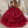 XEROGIA Scoop Tiered Christmas Princess Flower Girl Dress Appliques Kids Wedding Party Costumes US10 view 4