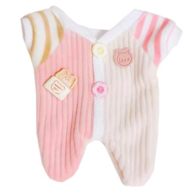 niannyyhouse 10cm~15cm 20cm Plush Doll Clothes Onesie Colorblocking Crawling Suit Doll Dress Up (Pink 20cm)