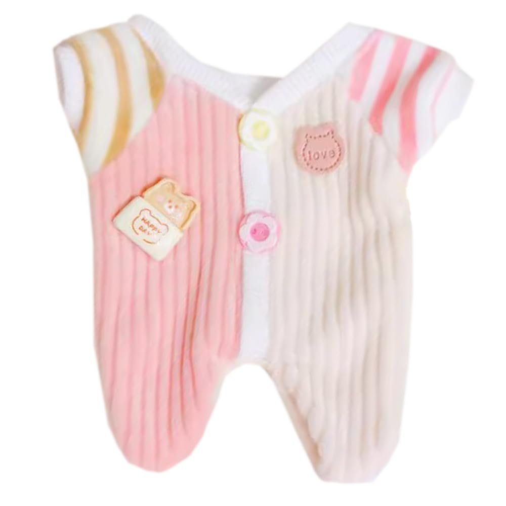 niannyyhouse 10cm~15cm 20cm Plush Doll Clothes Onesie Colorblocking Crawling Suit Doll Dress Up (Pink 20cm)