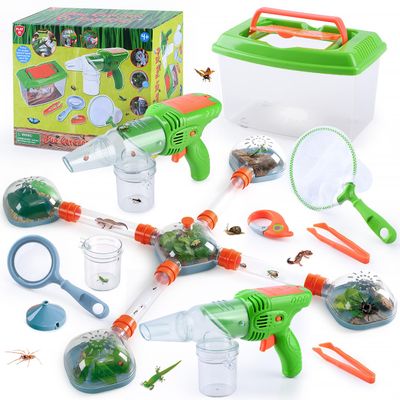 PLAY Bug Catcher Kit for Kids, Outdoor Explorer Toys for Kids Ages 4-6 6-8, Bug Vacuum Catcher Gun, Critter Keeper Habitat, Live Insect Terrarium Kit, Observation Cup, Tweezers, Butterfly net, Magnify