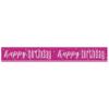 Unique 82686 Foil Happy Banner-2.74 m-Glitz Pink Birthday Party-1 Count (Pack of 1), Multicolour view 1