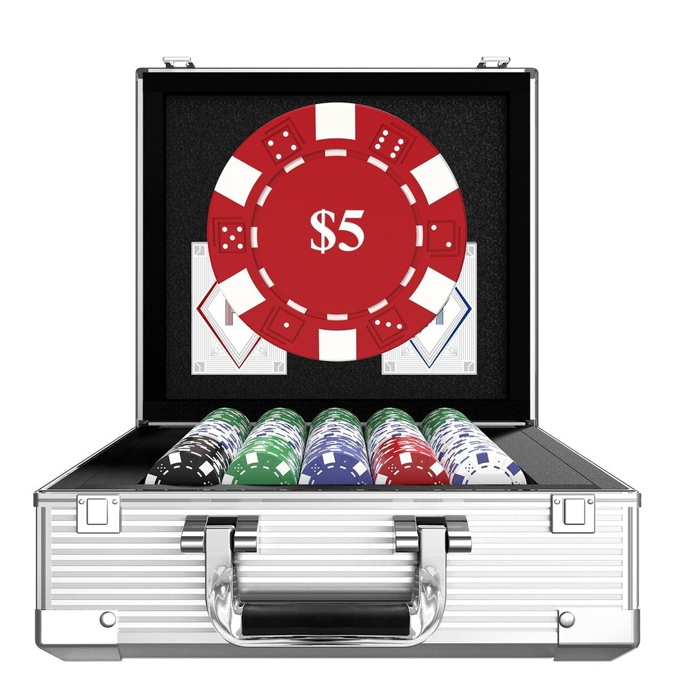 HEITOK 600 Piece Poker Chip Set for Texas Holdem - 11.5g Heavyweight Professional Casino Style Chips with Denominations - Aluminum Carrying Case, Cards, and Dealer Buttons for Adult Game Night