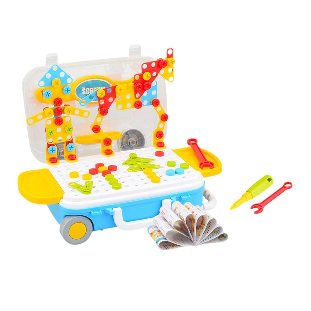 EHJRE Electric Drill Toy Engineering Building Kits Kids Nut and Bolts Toy Mosaic Drill Set for Focus, Without Power Drill