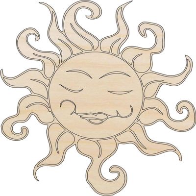 Sun - Laser Cut Out Unfinished Wood Craft Shape SKY22 7" / 1/4" thick