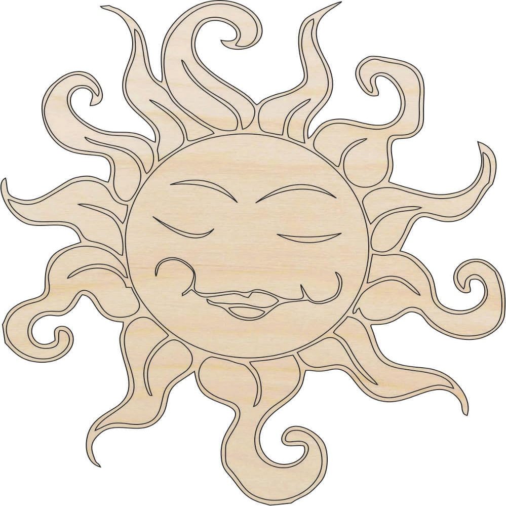 Sun - Laser Cut Out Unfinished Wood Craft Shape SKY22 7" / 1/4" thick