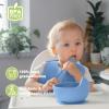 Munlinder Silicone Baby Feeding Set | Baby Led Weaning Supplies Includes Suction Bowls and Divided Plates, Adjustable Bib, Baby Utensils Spoons and Forks,Cup | Baby Feeding Essentials (Deep Blue) view 2