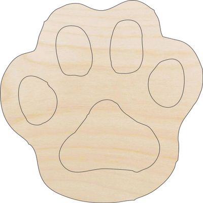 Animal Paw Print - Laser Cut Out Unfinished Wood Craft Shape ANML51 20" / 1/8" thick