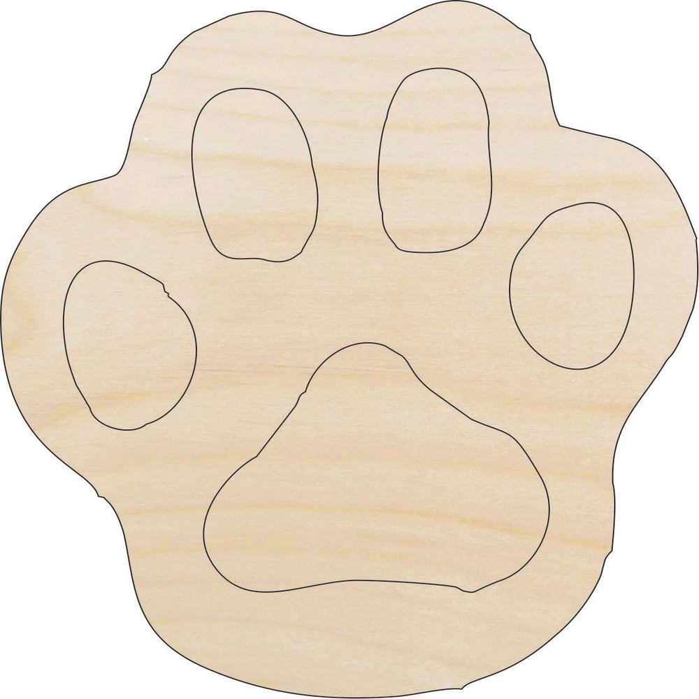 Animal Paw Print - Laser Cut Out Unfinished Wood Craft Shape ANML51 20" / 1/8" thick