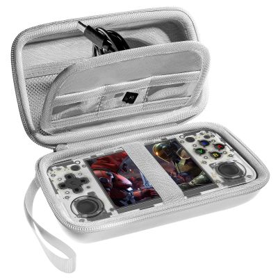 Roseliya Case for Anbernic RG35XX H Case - Hard Carrying Holder Compatible with Retro Handheld Game Console - Travel Storage Bag with Mesh pocket Box Only - White