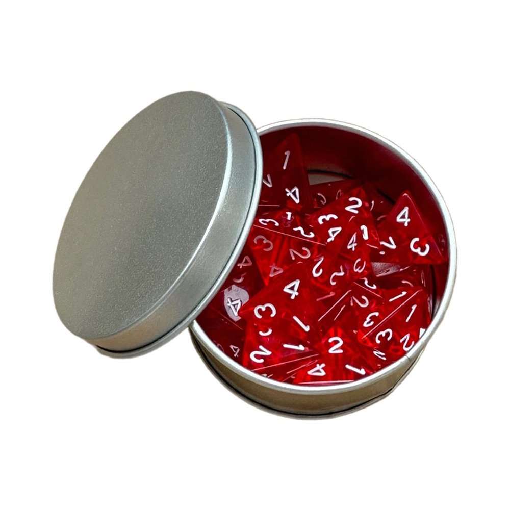 25x D4 Die Pack of 4 Sided Dice Collection Acrylic Polyhedral Dice Set Multisided Dice for Theme Parties Role Play Game, Red
