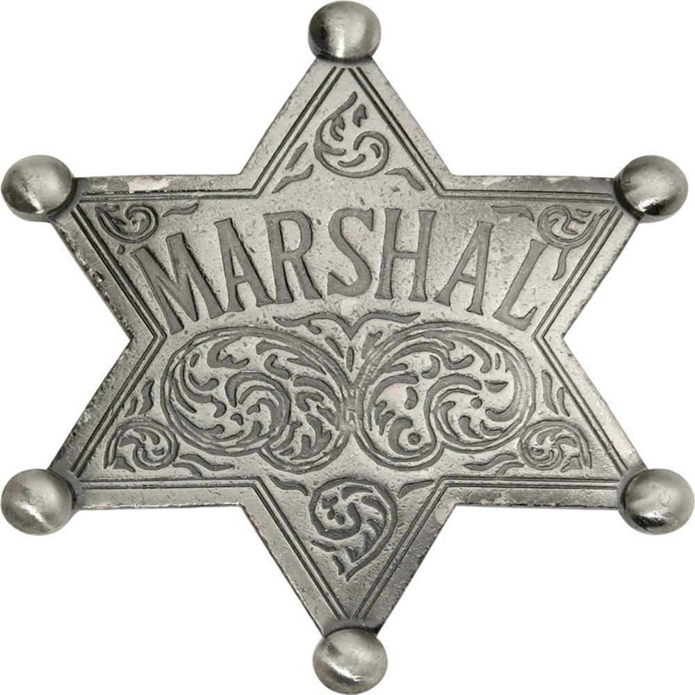 Artisan Owl Marshal Old West Replica Badge - Metal Costume Prop for Western-Themed Parties & Events (Silver)