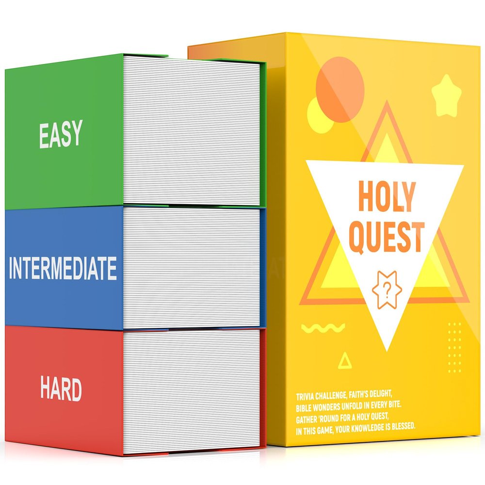 HOLY QUEST, A Fun Bible Trivia Game, Extra Value 400 Cards Pack with 6 Engaging Categories, Perfect for Bible Study, Youth Groups and Church Gatherings, Great Christian Game for Adults and Family