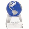 Blue Crystal Globe With Personalized Pedestal Base - 6 1/2" Height view 1