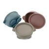 PandaEar 3 Pack Baby Bowls with Suction, Silicone Toddler Bowls with Lids, No Spill Suction Bowls for Baby Infant First Stage, Baby Food Feeding Bowl Set, Blue/Brown/Red view 1