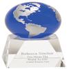 Blue Crystal Globe With Personalized Pedestal Base - 5" Height view 1