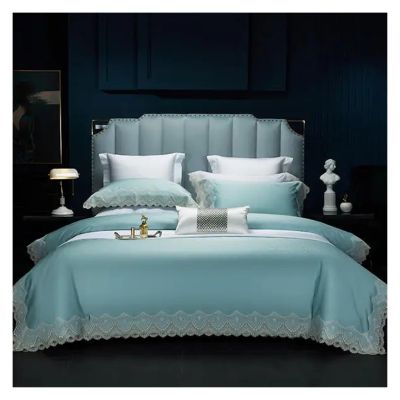 1000TC Egyptian Cotton Bedding Set 4pcs French Romantic Duvet Cover Set Flat Sheet Pillowcase Lace Bed Set for Adult,Bed Sheets