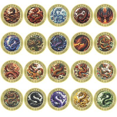20pcs/Set 2024 Chinese Dragon Year Commemorative Coin Metal Zodiac Challenge Coin Collection