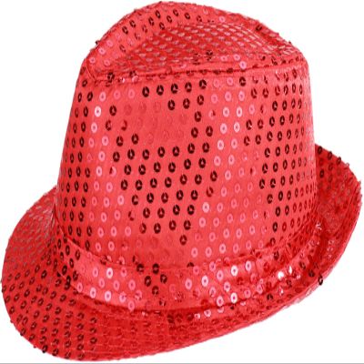YeeHeen Sequins Fedora Hat for Boy Girls Western Jazz Dance Hats Red