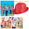 YeeHeen Sequins Fedora Hat for Boy Girls Western Jazz Dance Hats Red view 3