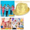 YeeHeen Sequins Fedora Hat for Boy Girls Western Jazz Dance Hats Gold view 3