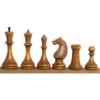 1935 Botvinnik Flohr-II Soviet Chess Pieces Only Set -Distress Antiqued Boxwood & Ebonised Boxwood- 4.4" King view 3