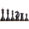 1935 Botvinnik Flohr-II Soviet Chess Pieces Only Set -Distress Antiqued Boxwood & Ebonised Boxwood- 4.4" King view 4