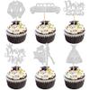 ZHUOWEISM 24 PCS 2025 Prom & Graduation Cupcake Toppers - Silver Glitter - Class of 2025 - 4 Designs - 24 Pieces view 1