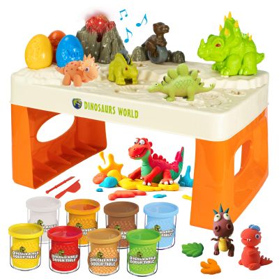 Dinosaur Plasticine Sets for Kids Ages 2-5, Plasticine Table with Tools and Molds