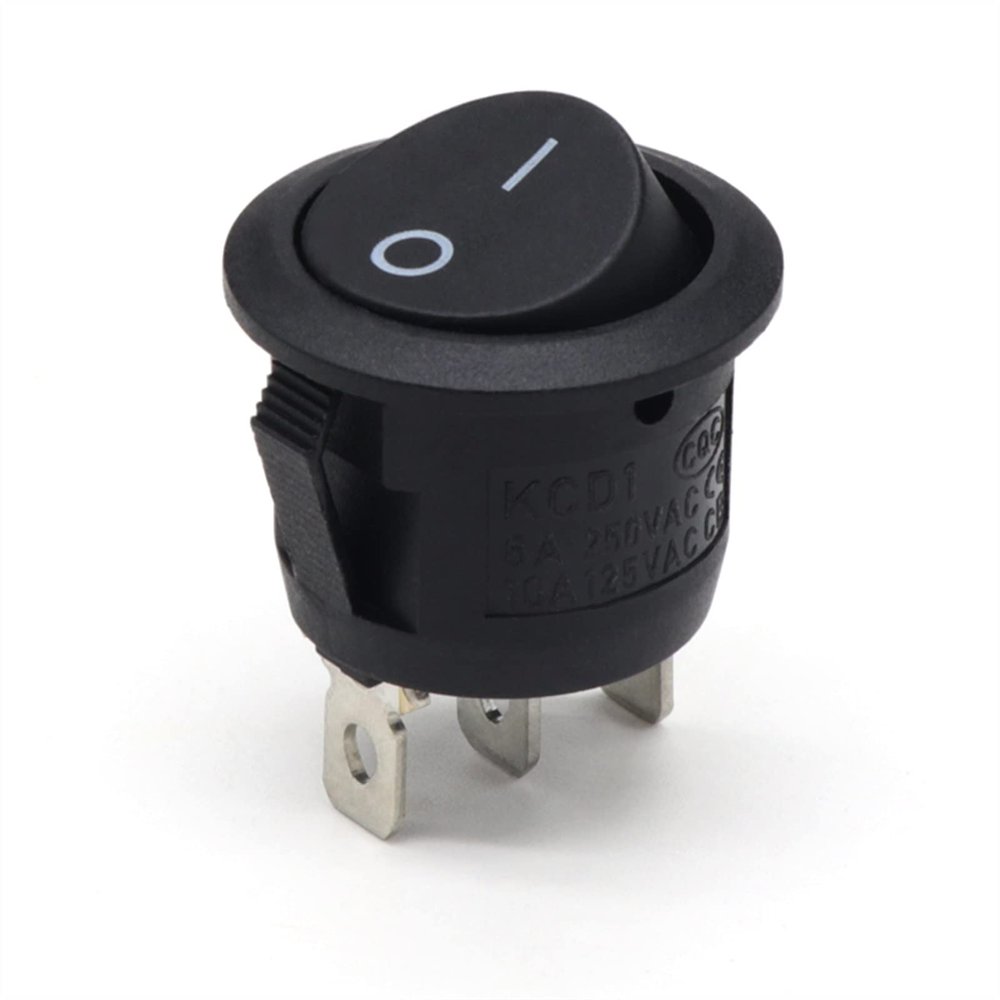 PGMTDEFXJO Rocker Switch 1/5PCS 23MM KCD1 Round Rocker Switch 2/3Pin ON-Off-ON 2/3 Position 6A/250VAC 10A/125VAC SPST LED Car Push Button Switch (Color : Black, Size : 1PCS)