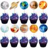 Rsstarxi 40 Pack Outer Space Cupcake Toppers Solar Eclipse Decorations Galaxy Universe Planets Cupcake Picks for Boys Girls Space Planet Themed Solar System Birthday Party Cake Decorations view 1