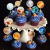 Rsstarxi 40 Pack Outer Space Cupcake Toppers Solar Eclipse Decorations Galaxy Universe Planets Cupcake Picks for Boys Girls Space Planet Themed Solar System Birthday Party Cake Decorations view 3