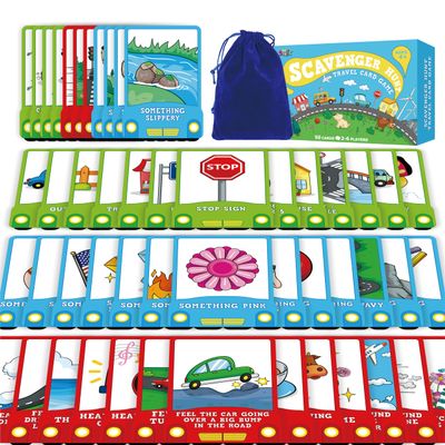 SpriteGru 50PCS Travel Scavenger Hunt Card Game, Road Trip Car Games Fun Eye Find & Seek Card Game Funny Activity for Activities for Family Vacations, Road Trips and Car Rides, Ages 4 and Up
