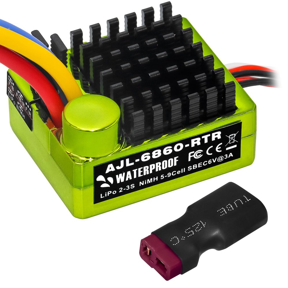 GOUPRC 60A Brushed ESC Electronic Speed Controller Waterproof for 1/10 RC Car RC Boat for use with 540/550 Motors