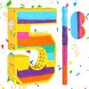 Rainbow Number 5 Pinata with a Blindfold and Bat for Boys Girls 5th Birthday Party, Kids Anniversary Celebration, Fiesta Supplies (16.1 x 10.6 x 3.2 Inches) view 1