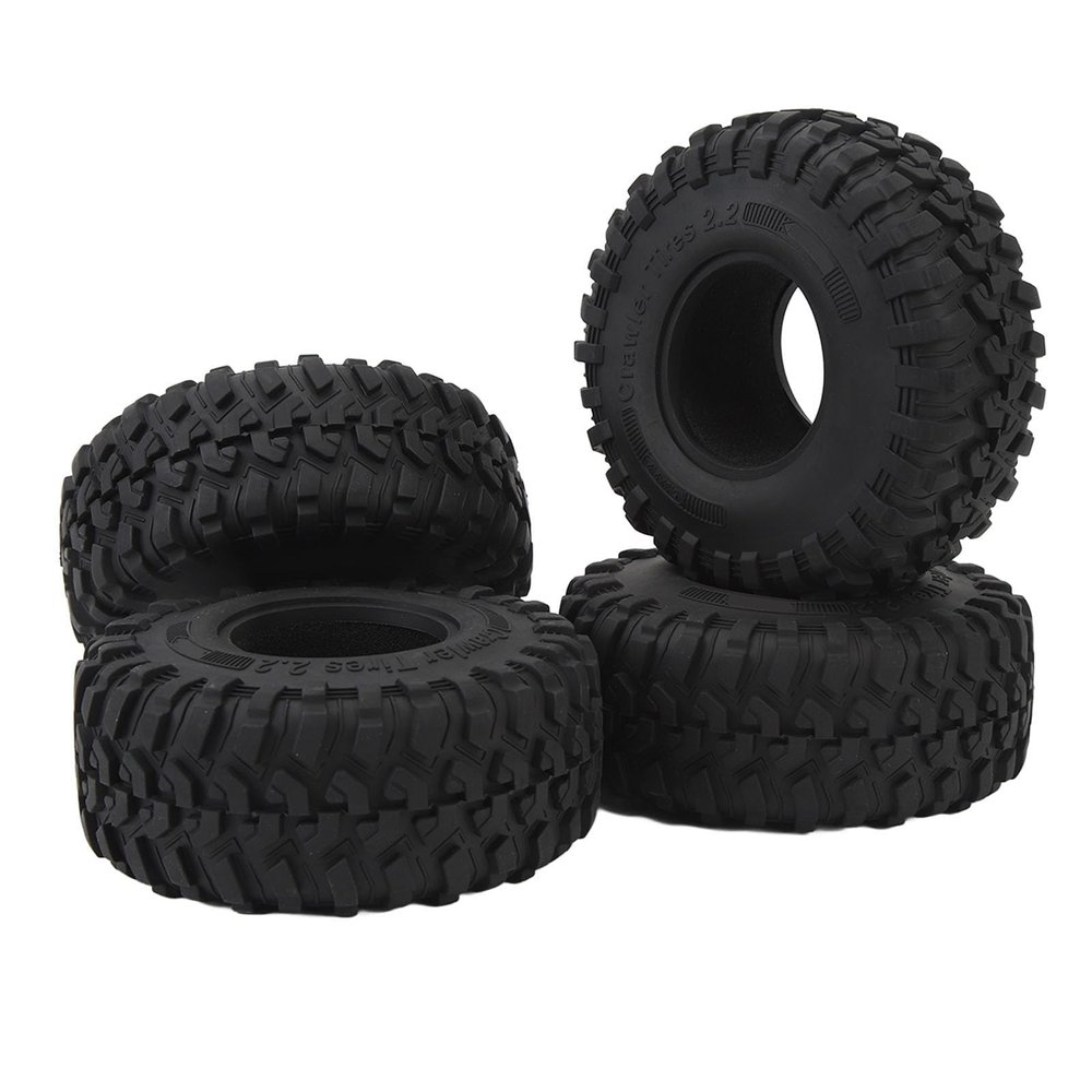 XHTLLO 4Pcs 2.2 Inch RC Rubber Tire Skin Set, Strong Cushioning, Abrasion Resistant Black Tires for SCX10 1/10 RC Crawler Car, Enhanced Grip