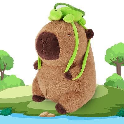 Achwishap Capybara Plush,Cute Plushies Capybara Stuffed Animal,Soft Capybaras Plush Toys,Kawaii Plushie Stuffed Toys with Turtle Backpack Plushies Gifts for Kids Adults Birthday,Brown 10