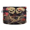 UMIRIKO Valentine's Day Skull Flowers Toy Storage Bin for Kids Dog Toy Storage Basket Round Canvas Organizer Basket Toy Hamper Laundry Hamper S0401015 view 1