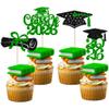 Ephlyn 24Pcs Graduation Cupcake Toppers Glitter Class of 2026 Diploma Grad Cap Cake Decorations 2026 Graduation Cupcake Picks for 2026 Theme Party Cake Decoration Supplies Green Black view 1